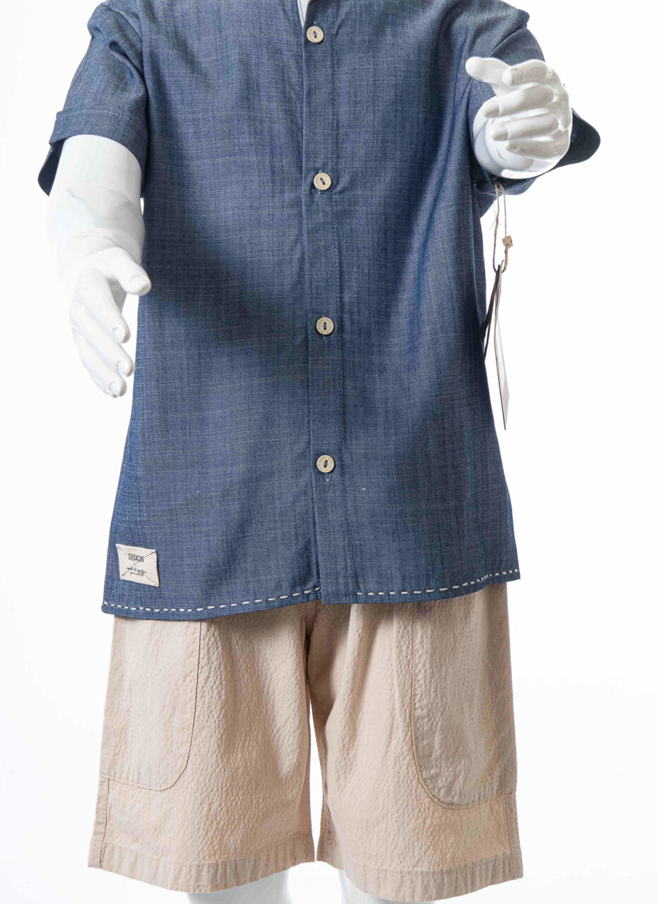 Erkek Çocuk Folarlı Yazlık 2'li Alt Üst Takım (Gömlek + Şort) 1-5 Yaş 6235 Mavi - 10