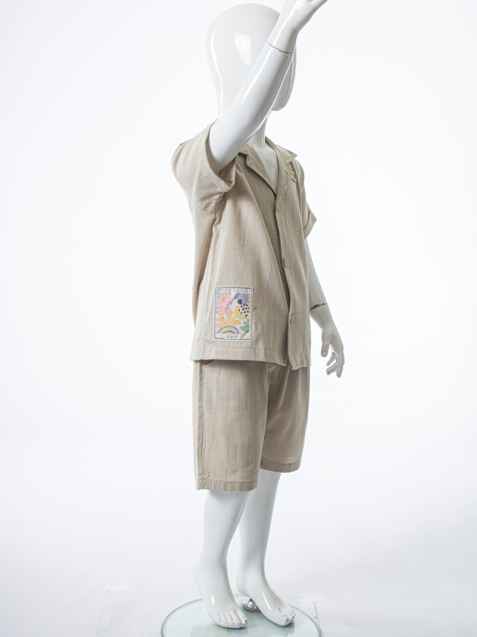 Erkek Çocuk Yazlık 2'li Alt Üst Takım (Gömlek + Şort) 1-5 Yaş 6234 Bej - 4