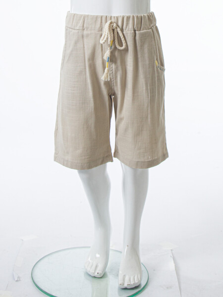 Erkek Çocuk Yazlık 2'li Alt Üst Takım (Gömlek + Şort) 1-5 Yaş 6234 Bej - 7