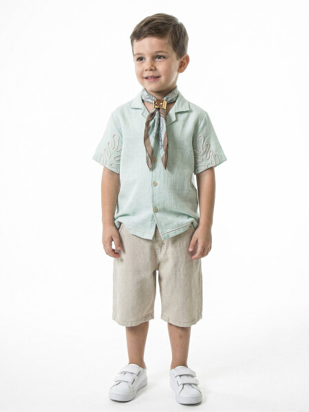 Boy's summer two-piece set (shirt + shorts) with scarf, ages 4-8, 6617 - HYPE