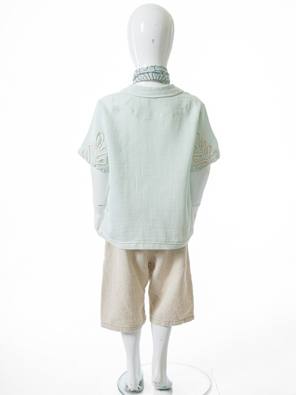 Erkek Çocuk Folarlı Yazlık 2'li Alt Üst Takım (Gömlek + Şort) 4-8 Yaş 6617 Açik Mavi - 5