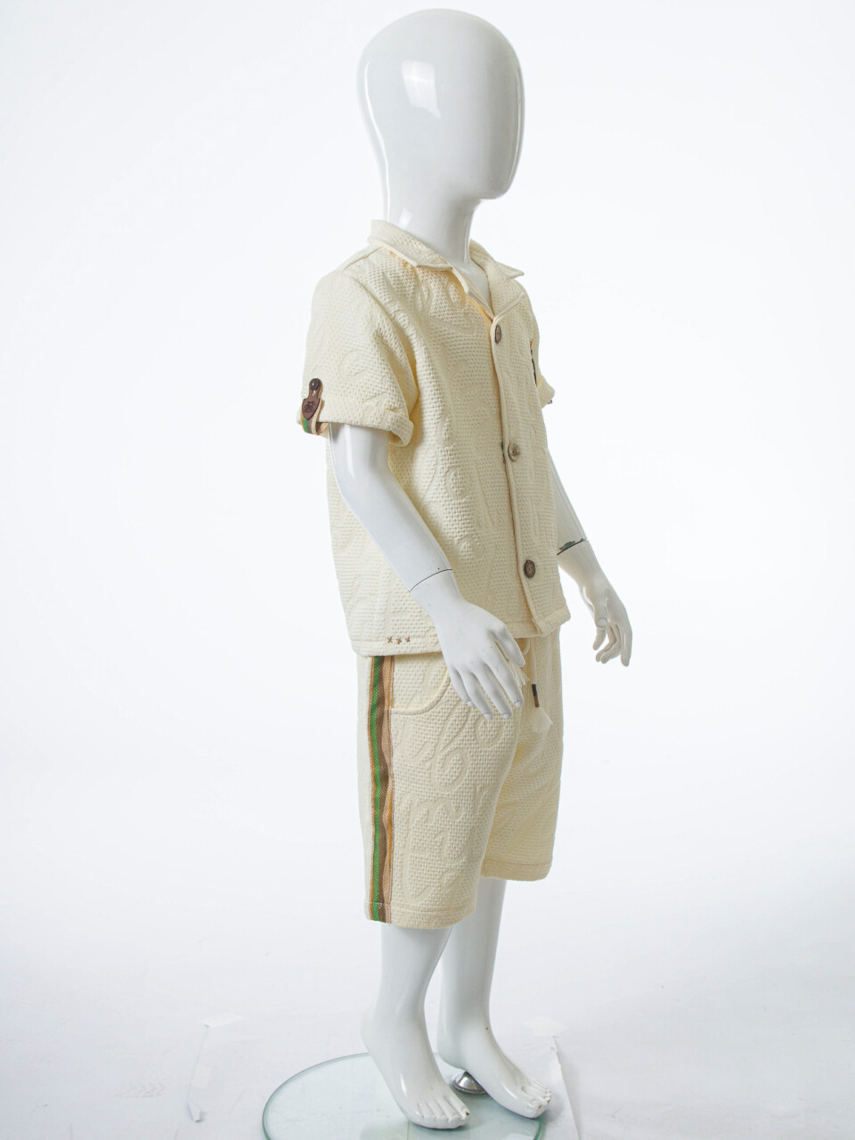 Erkek Çocuk Yazlık 2'li Alt Üst Takım (Gömlek + Şort) 1-5 Yaş 6231 Krem - 5