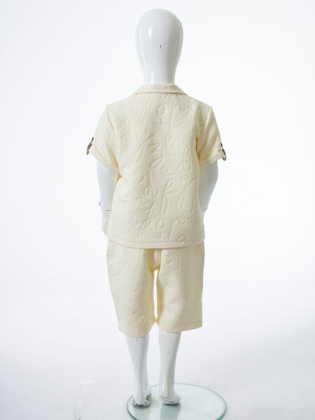 Erkek Çocuk Yazlık 2'li Alt Üst Takım (Gömlek + Şort) 1-5 Yaş 6231 Krem - 6