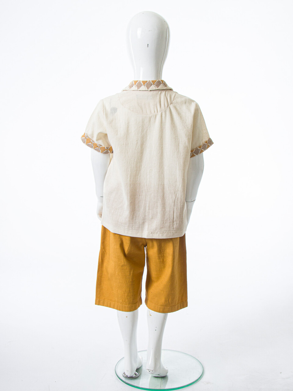 Erkek Çocuk Yazlık 2'li Alt Üst Takım (Gömlek + Şort) 4-8 Yaş 6620 Bej - 4