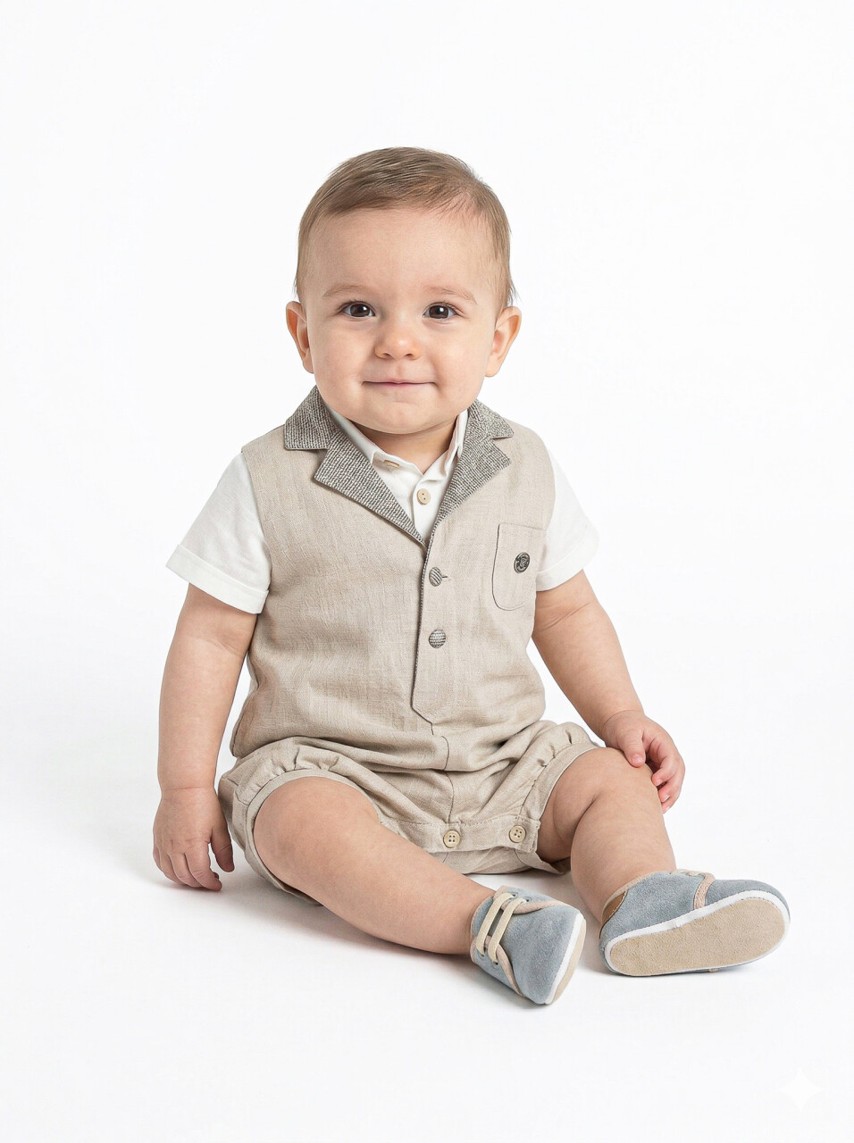 Erkek Çocuk Yazlık Salopet 3-12 Ay 1525 Bej - 1