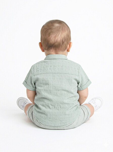 Erkek Çocuk Yazlık 2'li Alt Üst Takım (Tişort + Şort) 3-12 Ay 1526 Mint - 2