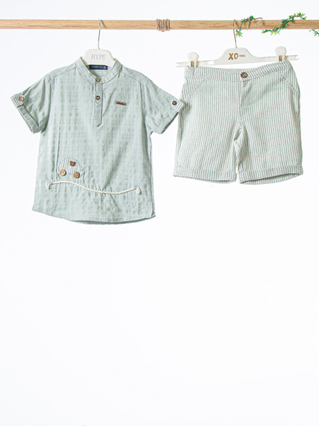 Erkek Çocuk Yazlık 2'li Alt Üst Takım (Tişort + Şort) 3-12 Ay 1526 Mint - 3