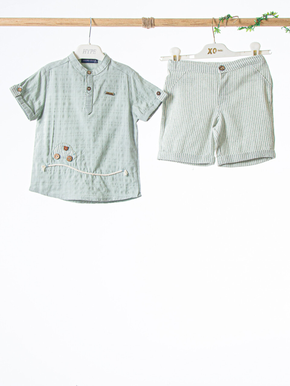 Erkek Çocuk Yazlık 2'li Alt Üst Takım (Tişort + Şort) 3-12 Ay 1526 Mint - 3