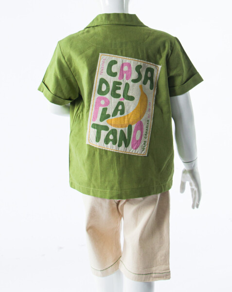 Erkek Çocuk 2'li Yazlık Alt Üst Takım (Tişort + Şort) 4-8 Yaş 6622 Yeşil - 5