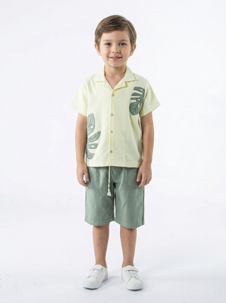 Erkek Çocuk 2'li Yazlık Alt Üst Takım (Tişort + Şort) 4-8 Yaş 6625 Sarı - HYPE