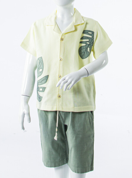 Erkek Çocuk 2'li Yazlık Alt Üst Takım (Tişort + Şort) 4-8 Yaş 6625 Sarı - 4