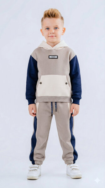 Erkek Çocuk Eşofman Takım 1-5 Yaş 7526 Gri - Lacivert - HYPE