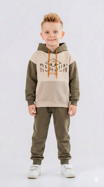 Erkek Çocuk Eşofman Takım 4-8 Yaş 7737 Ekru - HYPE