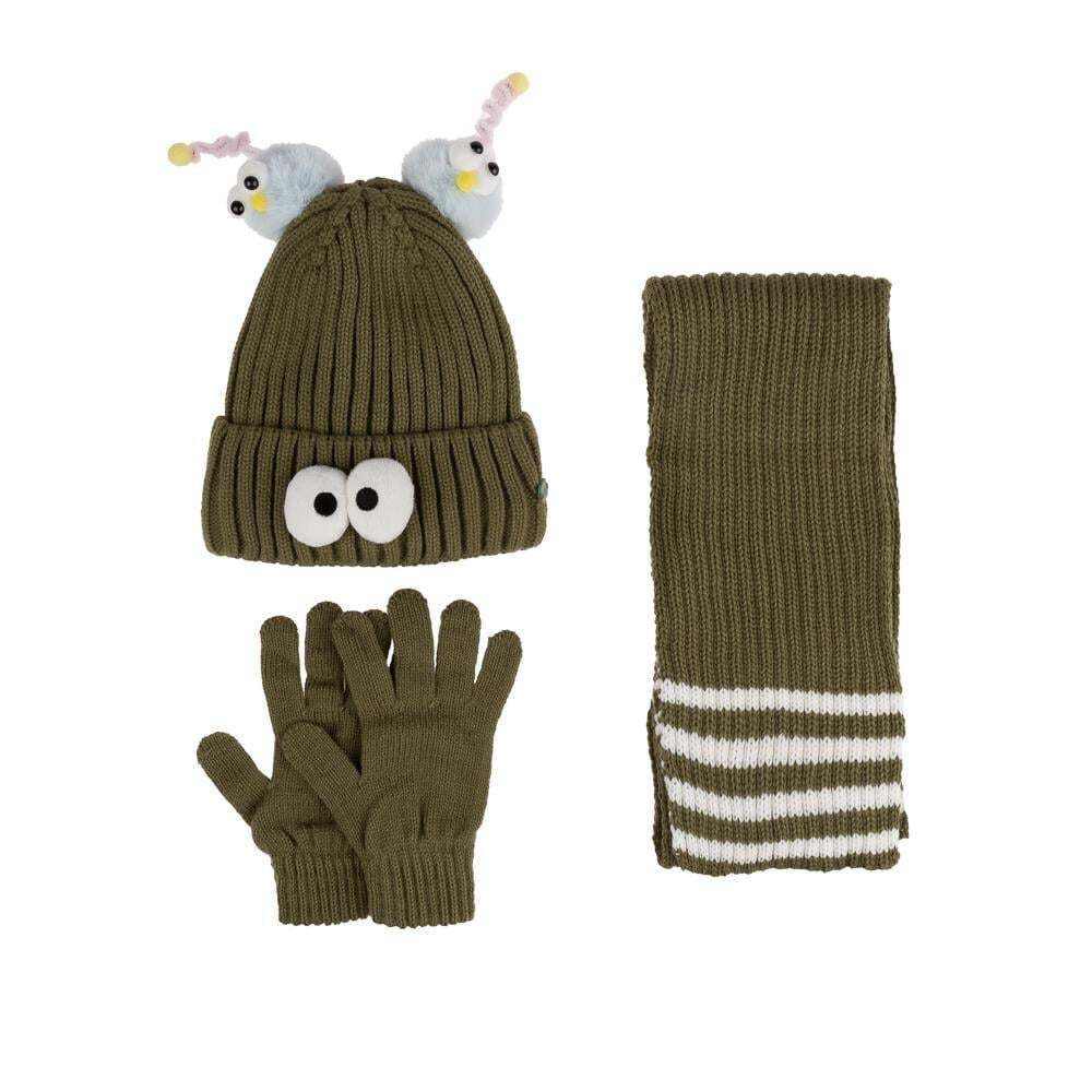Kitti Çocuk Kız Atkı Bere Eldiven Takım (4-8 Yaş) K24170-09 Yeşil - 1