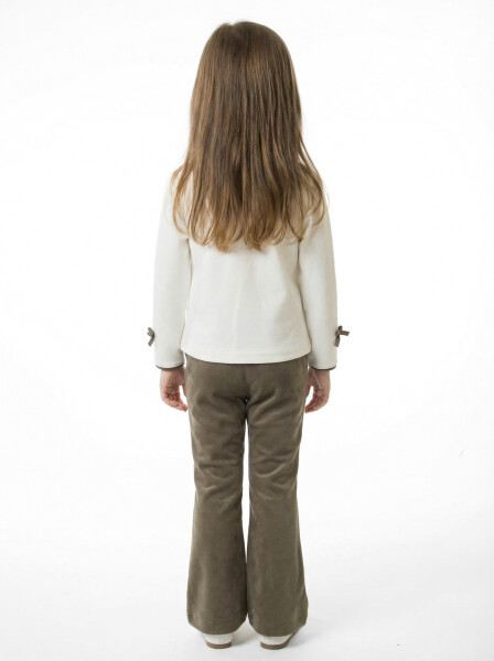 Pelerin Detaylı Kız Çocuk 3'lü Alt Üst Takım 4-10 Yaş 4406 Haki - 4