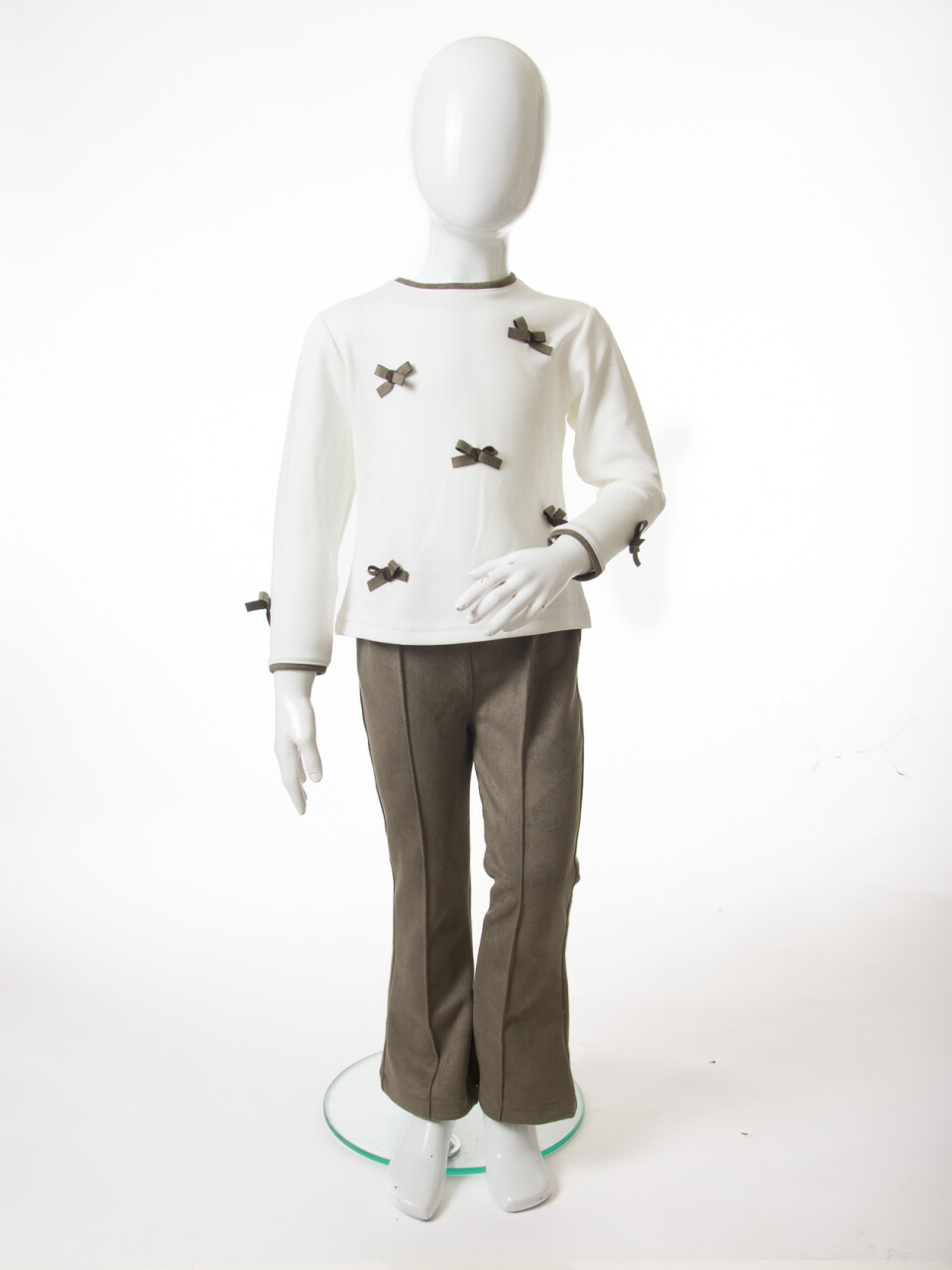 Pelerin Detaylı Kız Çocuk 3'lü Alt Üst Takım 4-10 Yaş 4406 Haki - 10