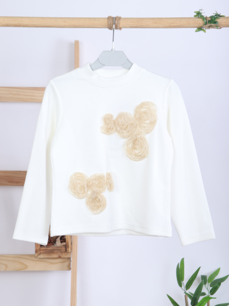 Kız Çocuk Tüvit Ceket ve Deri Pantolon 3'lü Takım 4-14 Yaş 4409 Bej - Kahverengi - 2