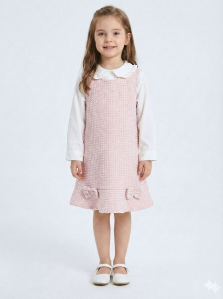 Kız Çocuk Elbise 2-7 Yaş 4421 Pembe - 3