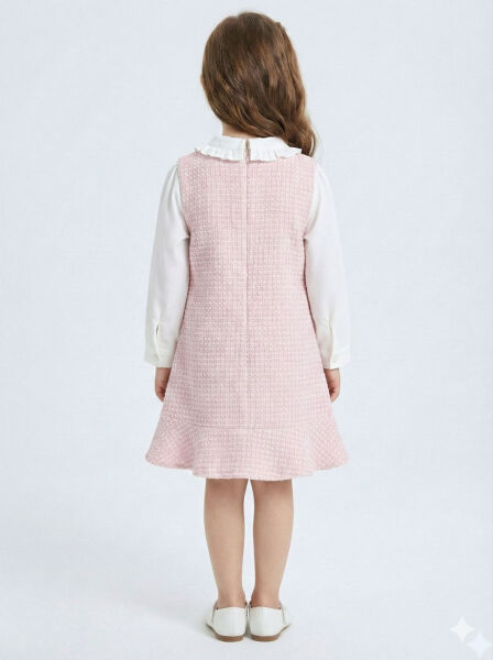 Kız Çocuk Elbise 2-7 Yaş 4421 Pembe - 4