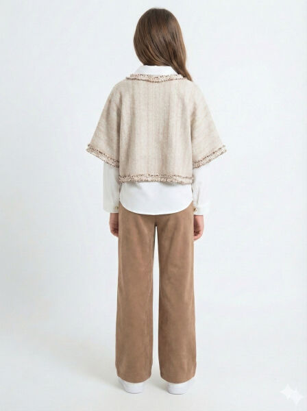 Kız Çocuk Alt Üst Takım 8-14 Yaş 4430 Ekru - Kahverengi - 2