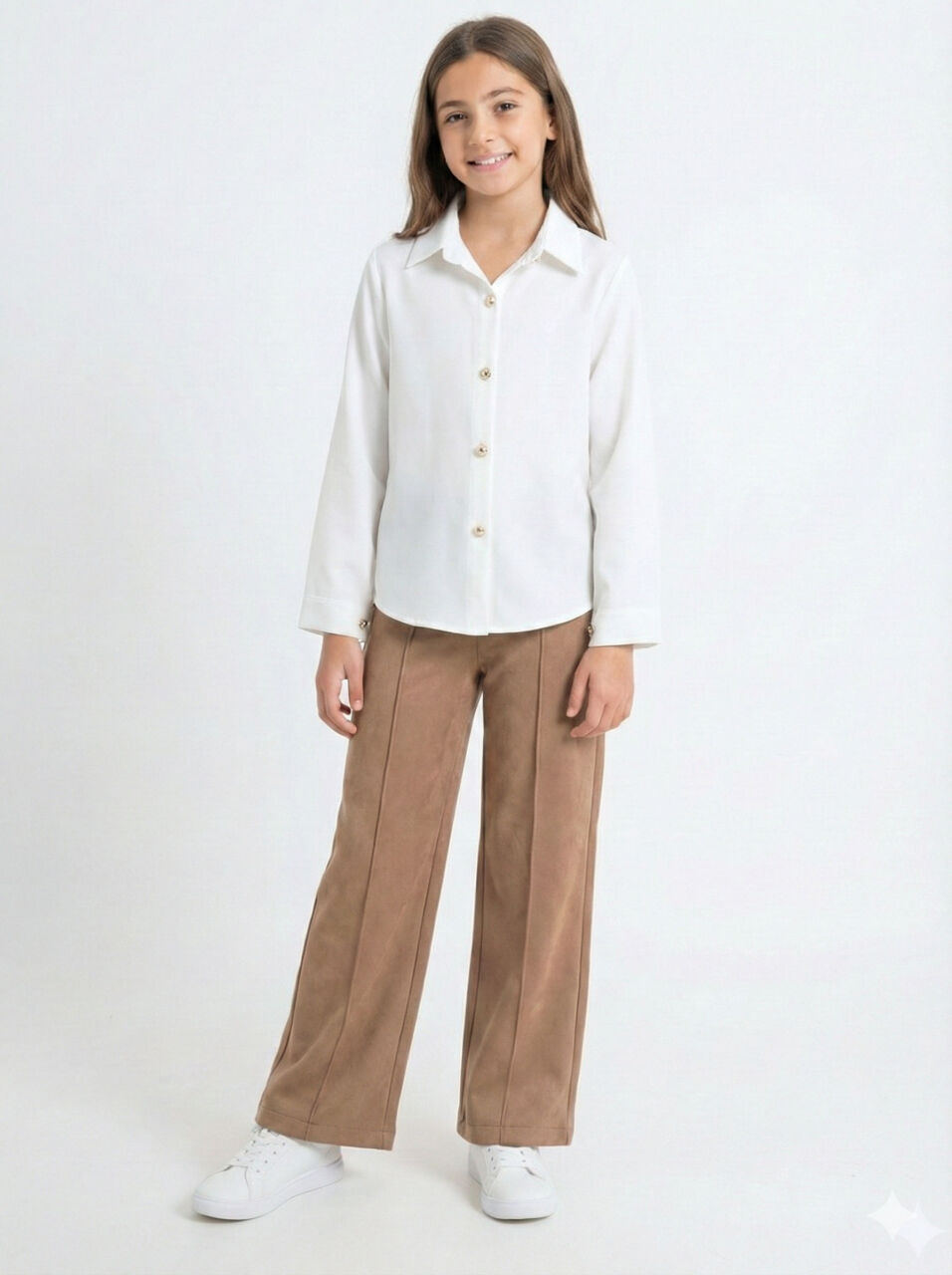 Kız Çocuk Alt Üst Takım 8-14 Yaş 4430 Ekru - Kahverengi - 3