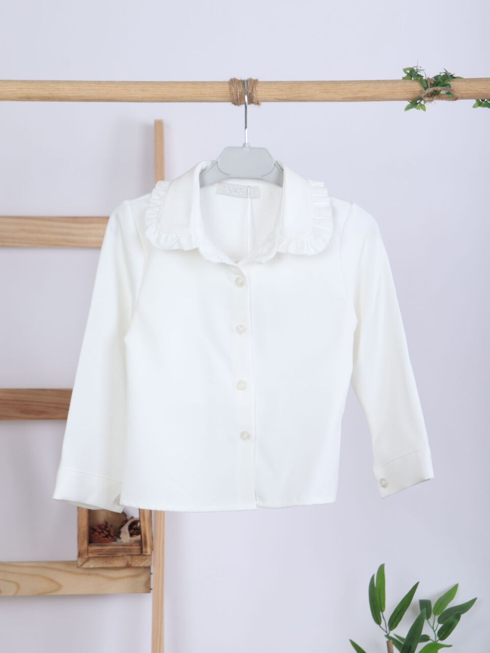 Fiyonklu Bebe Yakalı Tüvit Kız Çocuk 3'lü Bej Elbise Takımı 3-7 Yaş 4410 Bej - 14