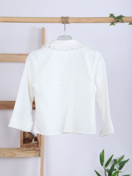 Fiyonklu Bebe Yakalı Tüvit Kız Çocuk 3'lü Bej Elbise Takımı 3-7 Yaş 4410 Bej - 15