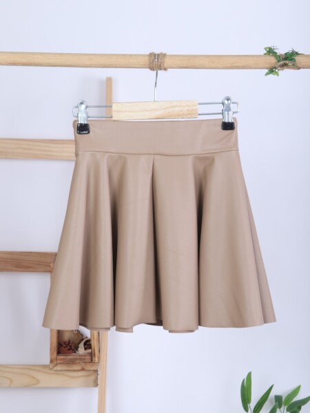 Çiçek Detaylı Tüvit Ceketli Deri Etekli Kız Çocuk 3'lü Takım 4-10 Yaş 4413 Beyaz - Kahverengi - 12