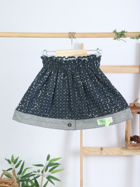 Simli Kumaş Kapüşonlu 3'lü Kız Çocuk Etek Takımı 3-7 Yaş 4416 Lacvivert - Yeşil - 11