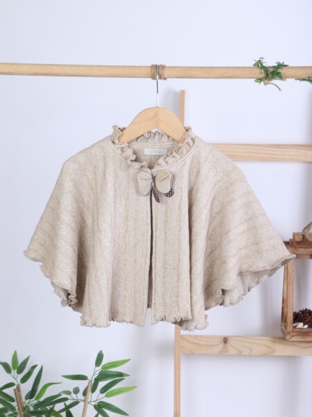 Pelerin Detaylı Kız Çocuk 3'lü Alt Üst Takım 4-10 Yaş 4406 Ekru - Kahverengi - 13