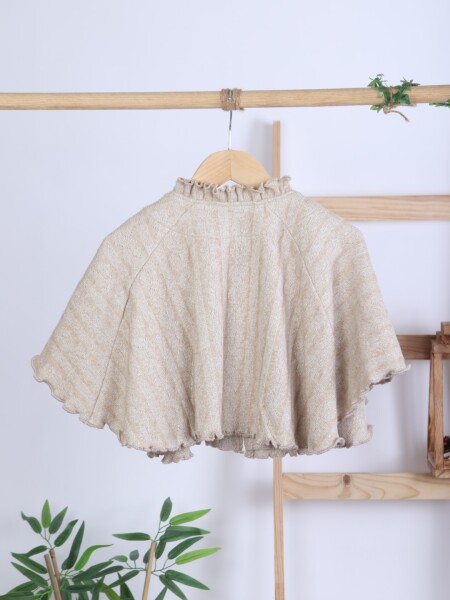 Pelerin Detaylı Kız Çocuk 3'lü Alt Üst Takım 4-10 Yaş 4406 Ekru - Kahverengi - 14