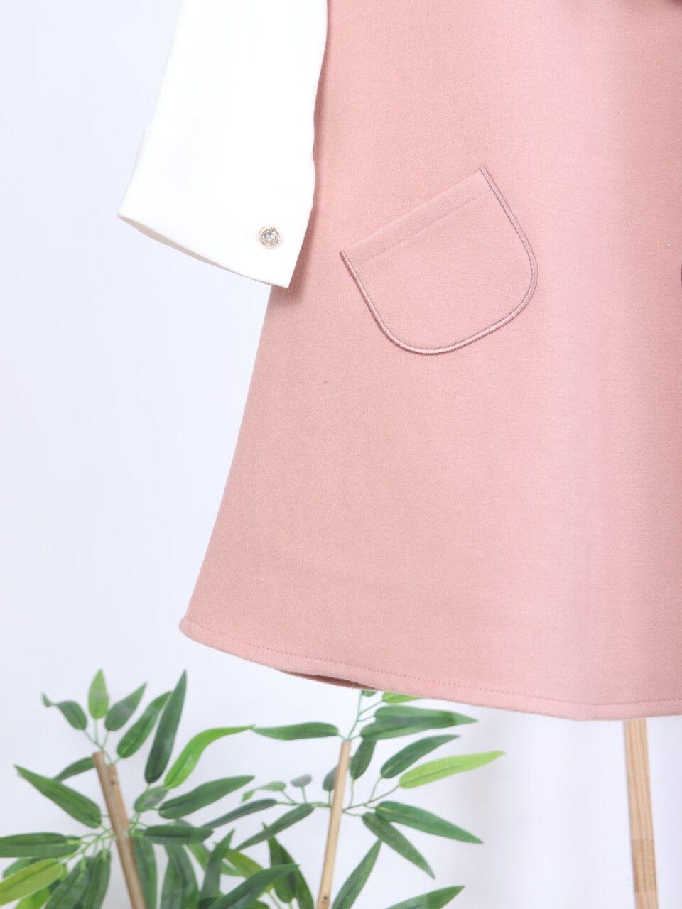 Pelerin Detaylı Çift Cepli Kız Çocuk Elbise 2-6 Yaş 4411 Pudra - 17