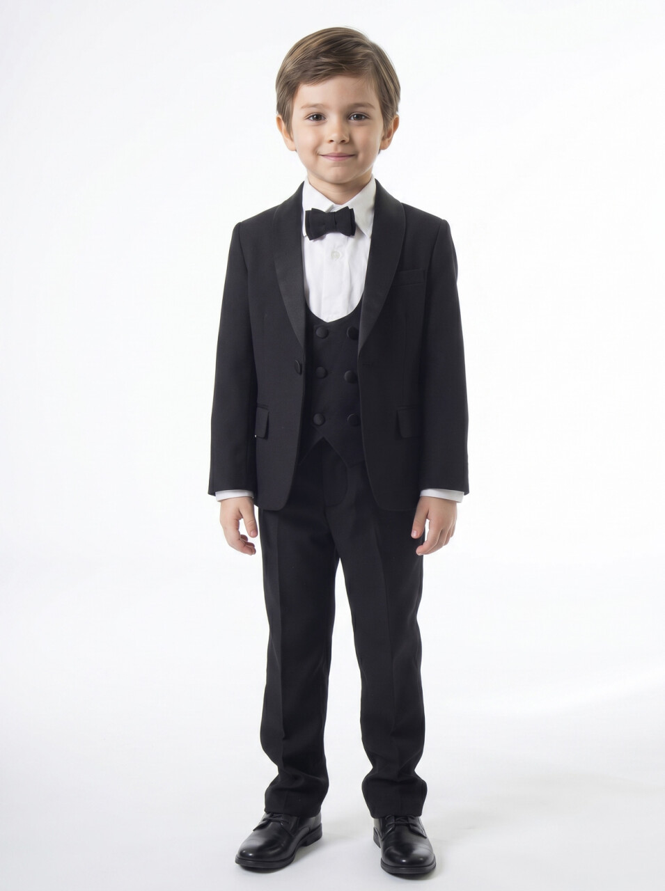 Erkek Çocuk 4'lu Papyonlu Takım Elbise 3-6 Yaş 4165 Siyah - 1
