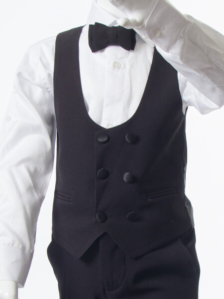 Erkek Çocuk 4'lu Papyonlu Takım Elbise 3-6 Yaş 4165 Siyah - 12