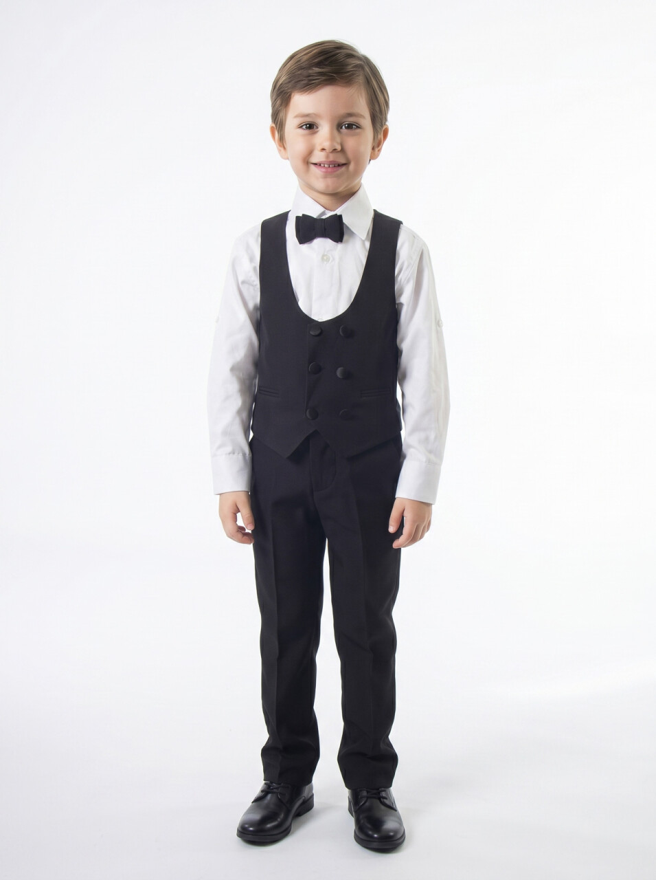 Erkek Çocuk 4'lu Papyonlu Takım Elbise 3-6 Yaş 4165 Siyah - 5
