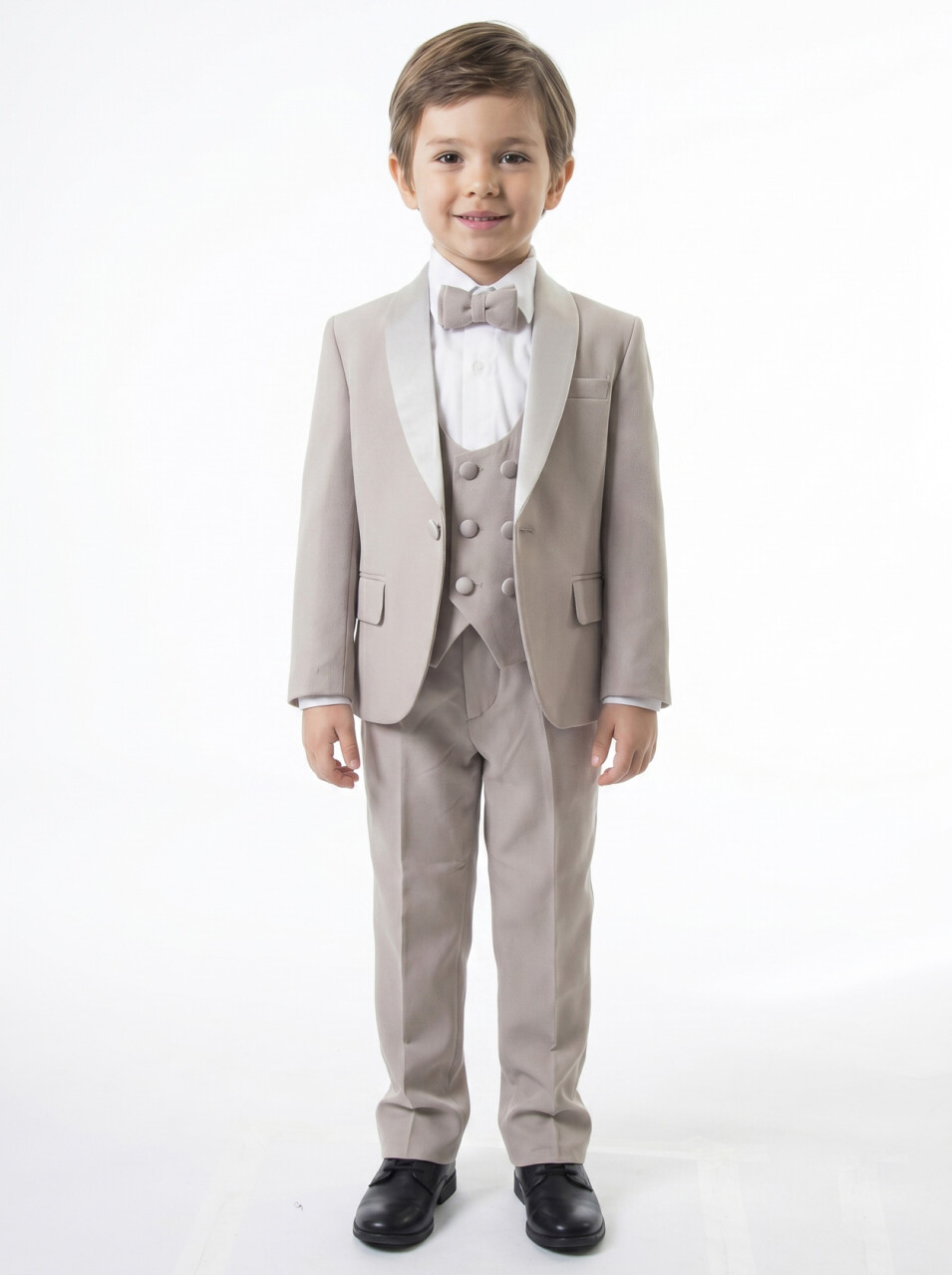 Erkek Çocuk 4'lu Papyonlu Takım Elbise 3-6 Yaş 4165 Vizon - 1