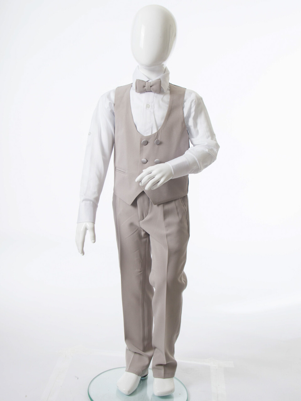 Erkek Çocuk 4'lu Papyonlu Takım Elbise 3-6 Yaş 4165 Vizon - 2