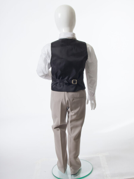 Erkek Çocuk 4'lu Papyonlu Takım Elbise 3-6 Yaş 4165 Vizon - 11