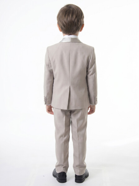 Erkek Çocuk 4'lu Papyonlu Takım Elbise 3-6 Yaş 4165 Vizon - 3