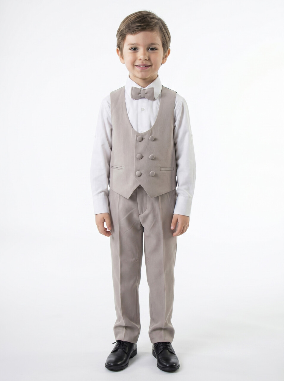 Erkek Çocuk 4'lu Papyonlu Takım Elbise 3-6 Yaş 4165 Vizon - 4