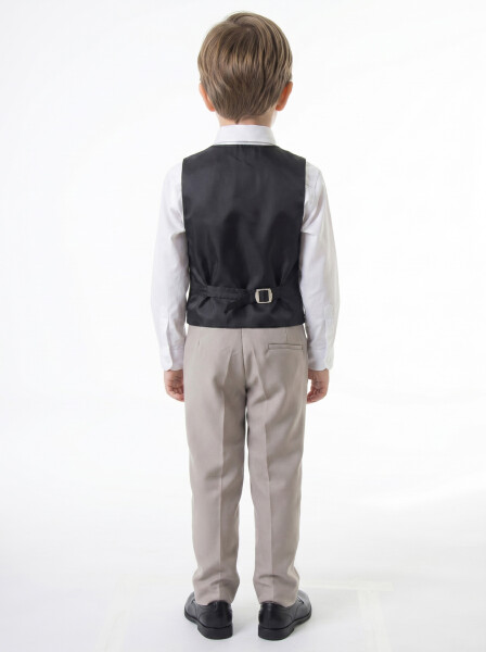 Erkek Çocuk 4'lu Papyonlu Takım Elbise 3-6 Yaş 4165 Vizon - 5