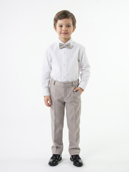 Erkek Çocuk 4'lu Papyonlu Takım Elbise 3-6 Yaş 4165 Vizon - 6