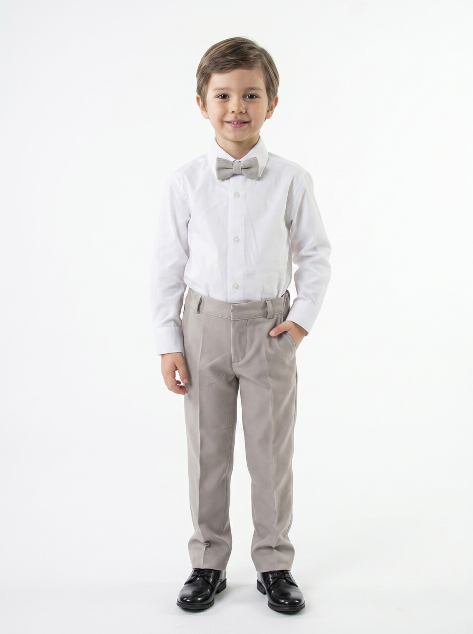Erkek Çocuk 4'lu Papyonlu Takım Elbise 3-6 Yaş 4165 Vizon - 6