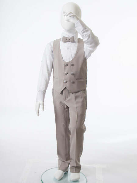 Erkek Çocuk 4'lu Papyonlu Takım Elbise 3-6 Yaş 4165 Vizon - 10