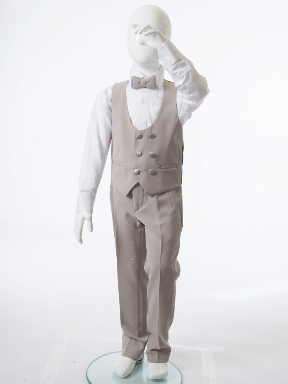 Erkek Çocuk 4'lu Papyonlu Takım Elbise 3-6 Yaş 4165 Vizon - 10