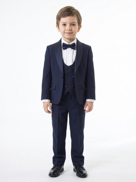 Erkek Çocuk 4'lu Papyonlu Takım Elbise 3-6 Yaş 4165 Lacivert - Marli Kids