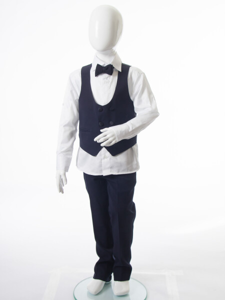 Erkek Çocuk 4'lu Papyonlu Takım Elbise 3-6 Yaş 4165 Lacivert - 2