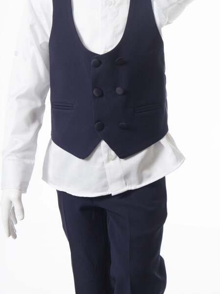 Erkek Çocuk 4'lu Papyonlu Takım Elbise 3-6 Yaş 4165 Lacivert - 14