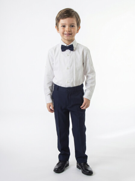 Erkek Çocuk 4'lu Papyonlu Takım Elbise 3-6 Yaş 4165 Lacivert - 6