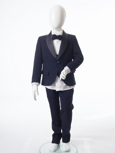 Erkek Çocuk 4'lu Papyonlu Takım Elbise 3-6 Yaş 4165 Lacivert - 7